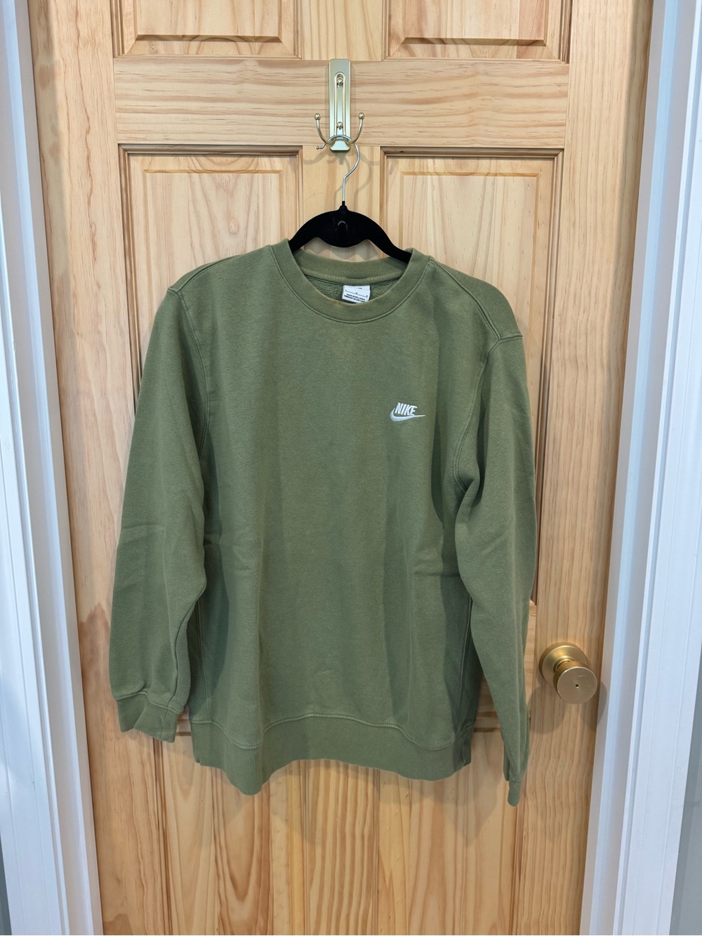 Nike Olive Green Crewneck Sweatshirt with White Logo